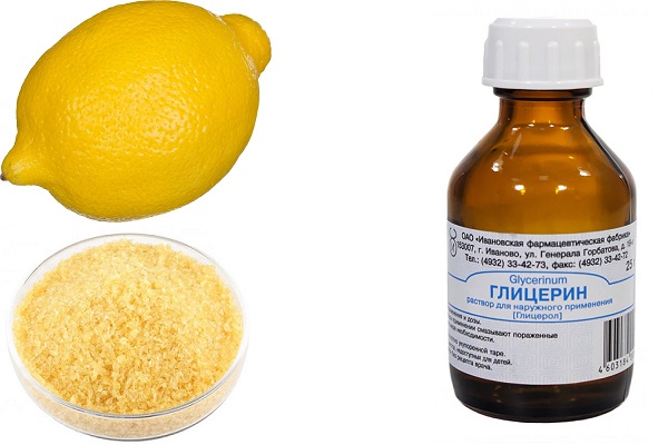 Лимон, желатин и глицерин